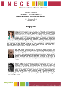 Biographies  European Conference 16 - 18 October 2014