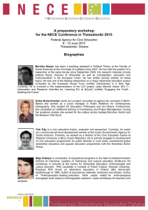A preparatory workshop for the NECE Conference in Thessaloniki 2015 Biographies