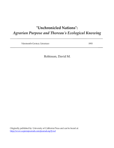 &#34;Unchronicled Nations&#34;: Agrarian Purpose and Thoreau's Ecological Knowing Robinson, David M.