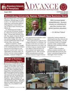 Bloomsburg University Names Tidwell New Business Dean M With increased global August 2010