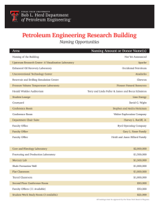 Petroleum Engineering Research Building Naming Opportunities Area Naming Amount or Donor Name(s)