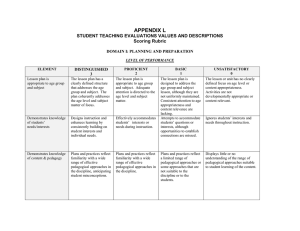 APPENDIX L STUDENT TEACHING EVALUATIONS VALUES AND DESCRIPTIONS Scoring Rubric