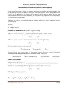 Bloomsburg University College of Education Cooperating Teachers Program/Placement Evaluation Survey