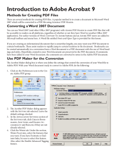 Introduction to Adobe Acrobat 9 Methods for Creating PDF Files