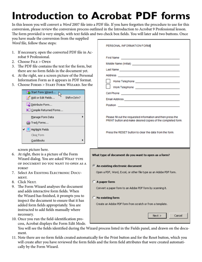 Introduction To Acrobat PDF Forms