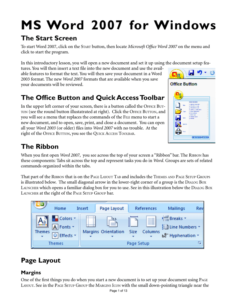 setting tabs in word 2007