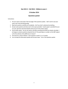 Stat 301 B – Fall 2014 – Midterm exam 1