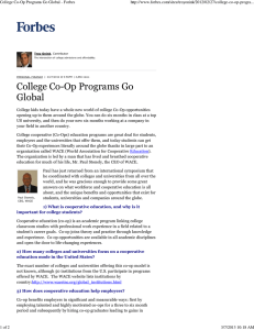 College Co-Op Programs Go Global - Forbes