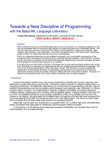 Towards a New Discipline of Programming with the BabyUML Language Laboratory