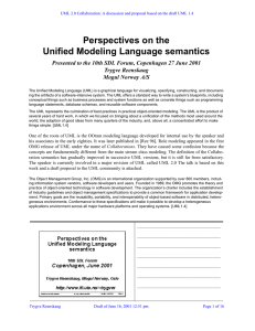 Perspectives on the Unified Modeling Language semantics Trygve Reenskaug