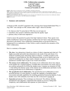 UML Collaboration semantics A green(?) paper Trygve Reenskaug Version of November 8, 1999