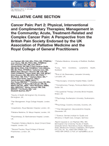 PALLIATIVE CARE SECTION Cancer Pain: Part 2: Physical, Interventional