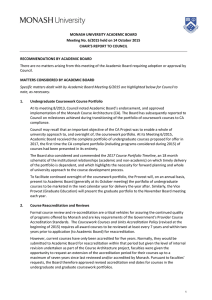 MONASH UNIVERSITY ACADEMIC BOARD  Meeting No. 6/2015 held on 14 October 2015  CHAIR’S REPORT TO COUNCIL 