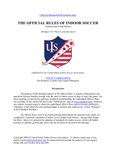 THE OFFICIAL RULES OF INDOOR SOCCER