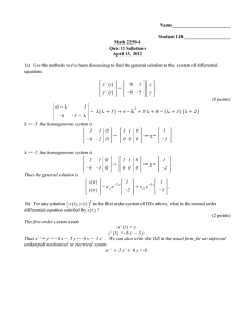 Name________________________ Student I.D.___________________ Math 2250-4 Quiz 11 Solutions