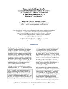 Basic Statistical Reporting for Articles Published in Biomedical Journals: