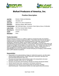 Biofuel Producers of America, Inc. Position Description