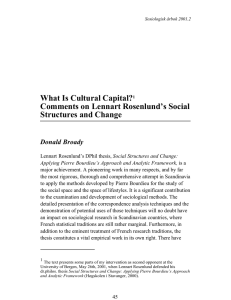 What Is Cultural Capital? Comments on Lennart Rosenlund’s Social Structures and Change