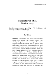 The matter of cities. Review essay Per Otnes
