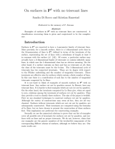 On surfaces in P with no trisecant lines 6