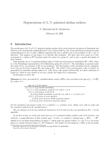 Degenerations of (1, 7)–polarized abelian surfaces 0 Introduction F. Melliez