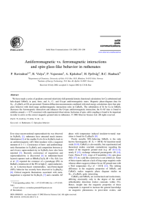 Antiferromagnetic vs. ferromagnetic interactions and spin-glass-like behavior in ruthenates *, R. Vidya