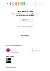 Active Citizens for Europe Programme The Role of Culture and Citizenship Education