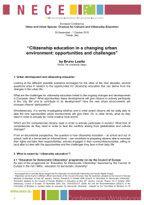 “Citizenship education in a changing urban environment: opportunities and challenges”