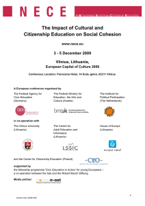 The Impact of Cultural and Citizenship Education on Social Cohesion Vilnius, Lithuania,