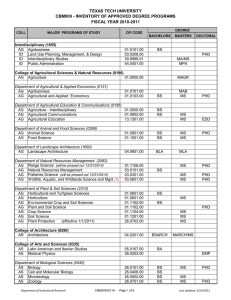 TEXAS TECH UNIVERSITY CBM009 - INVENTORY OF APPROVED DEGREE PROGRAMS