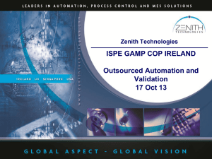 ISPE GAMP COP IRELAND  Outsourced Automation and Validation