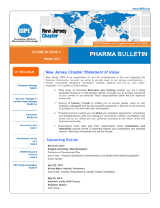 PHARMA BULLETIN New Jersey Chapter Statement of Value