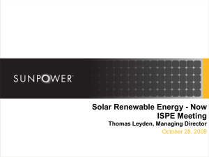 Solar Renewable Energy - Now ISPE Meeting Thomas Leyden, Managing Director