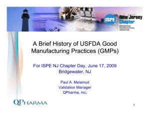 A Brief History of USFDA Good Manufacturing Practices (GMPs)