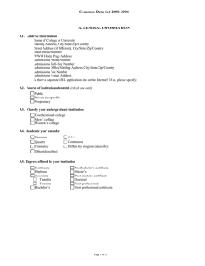 Common Data Set 2000-2001  A. GENERAL INFORMATION