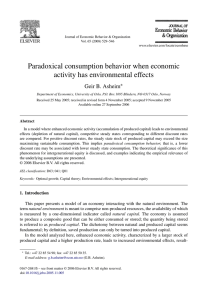 Paradoxical consumption behavior when economic activity has environmental effects Geir B. Asheim ∗