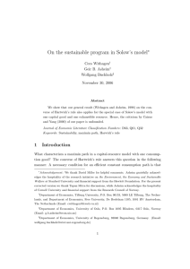 On the sustainable program in Solow’s model ∗ Cees Withagen Geir B. Asheim