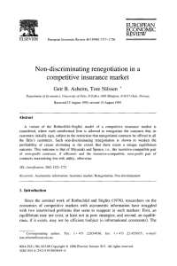 Non-discriminating renegotiation  in  a competitive  insurance  market EUROPEAN