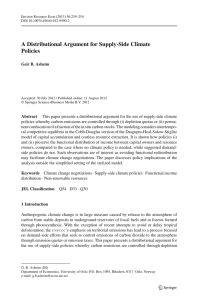 A Distributional Argument for Supply-Side Climate Policies Geir B. Asheim