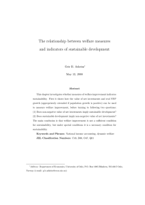 The relationship between welfare measures and indicators of sustainable development