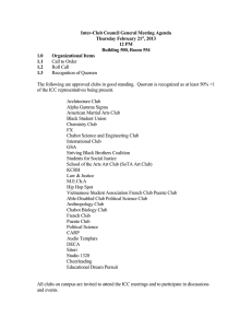 Inter-Club Council General Meeting Agenda Thursday February 21 , 2013 12 PM