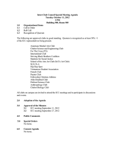 Inter-Club Council Special Meeting Agenda Tuesday October 11, 2012 3 PM