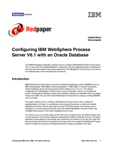 Red paper Configuring IBM WebSphere Process Server V6.1 with an Oracle Database