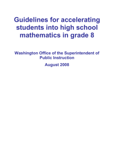 Guidelines for accelerating students into high school mathematics in grade 8