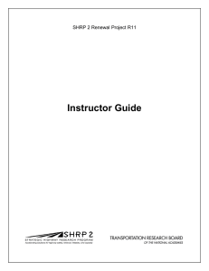 Instructor Guide SHRP 2 Renewal Project R11