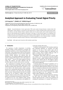 Analytical Approach to Evaluating Transit Signal Priority LIU Hongchao *, ZHANG Jie