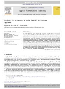 Modeling the asymmetry in trafﬁc ﬂow (b): Macroscopic approach Hongchao Liu ,