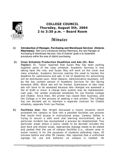 Minutes  COLLEGE COUNCIL Thursday, August 5th, 2004