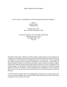 NBER WORKING PAPER SERIES EVALUATING CONDITIONS IN MAJOR CHINESE HOUSING MARKETS