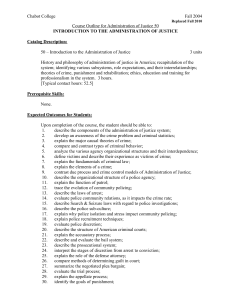 Chabot College Fall 2004 Course Outline for Administration of Justice 50